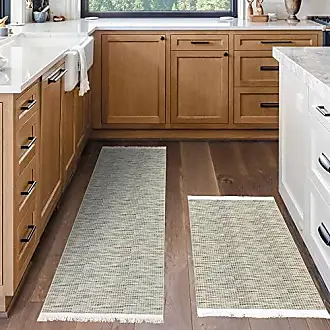 Ottomanson Non Shedding Washable Wrinkle-Free Cotton Flatweave Text 2x5 Laundry Room Runner Rug, 2' x 5', Brown