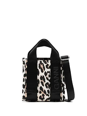 GANNI + NET SUSTAIN Shopper XXL embroidered leopard-print recycled-cotton  canvas tote