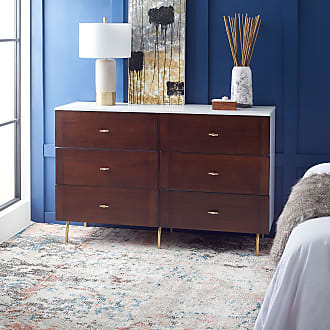 Safavieh Home Collection Genevieve Walnut/White 6-Drawer Storage Living Room Bedroom Chest Dresser DRS5002A-2BX