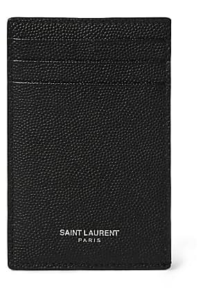 Grain Leather Wallet With Money Clip in Black - Saint Laurent