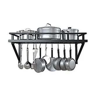 Kes 30-Inch Pot Rack 2 Tier Pan Rack for Kitchen Wall Mounted Pot Organizer with 12 S-Hooks Heavy-Duty Matte Black, KUR218S75B-BK