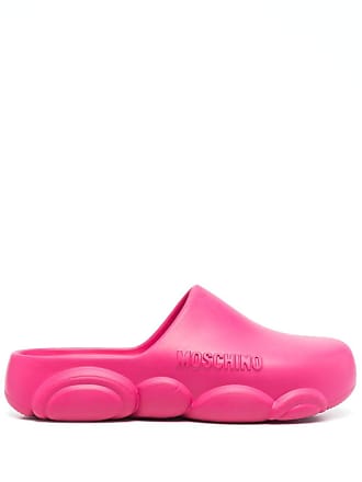 Logo Lettering Soft Fabric Mules Unisex Bright Pink Moschino