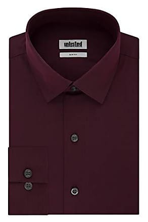 Kenneth Cole Kenneth Cole Unlisted Mens Dress Shirt Slim Fit Solid, Burgundy, 16-16.5 Neck 36-37 Sleeve