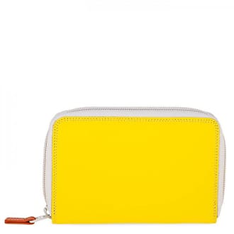 Lauren Ralph Lauren Yellow Leather Snap Button Closure Zip Detail Wallets