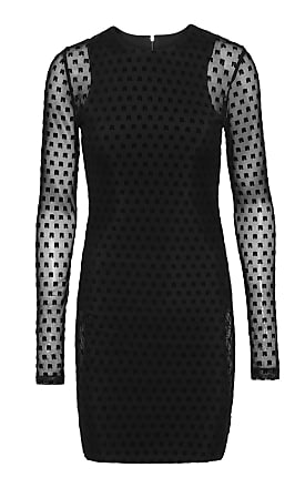 Rotate Womens Monique Flocked Sheer Knitted Mini Dress - Black - Moda Operandi