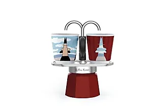  Bialetti - Mini Express Color: Moka Set includes Coffee Maker  2-Cup (2.8 Oz) + 2 shot glasses, Red, Aluminium: Home & Kitchen