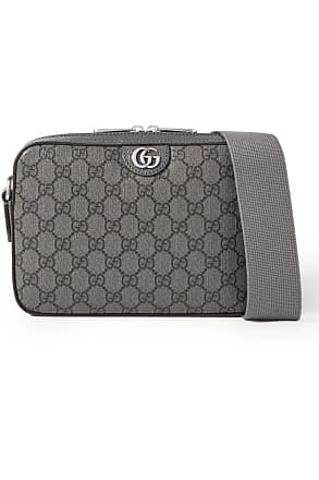 Gucci, Ophidia Leather-Trimmed Monogrammed Coated-Canvas Pouch, Men, Gray