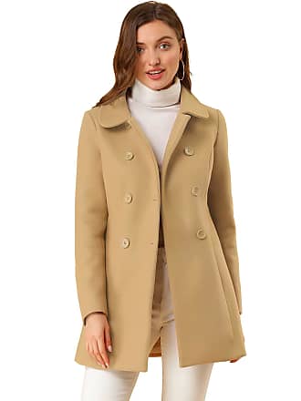 Black, XXXX-Large Winter Jacket for Women Women Fashion Plus Size Vintage Longline Coat Double Breasted Flare Windbreaker 