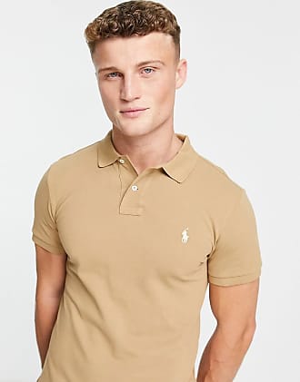 Polo Ralph Lauren Icon Logo Slim Fit Long Sleeve Pique Polo in Beige heather-Neutral