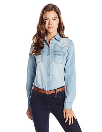 ladies light blue denim shirt