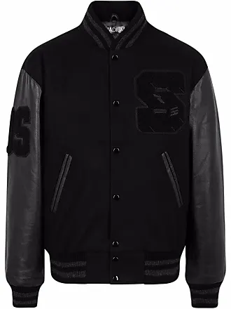 SAINT MXXXXXX slogan print varsity jacket - Black