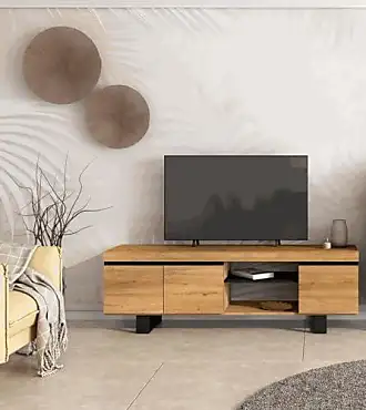 Meuble tv - permys - 120 cm - chêne sonoma clair / blanc mat