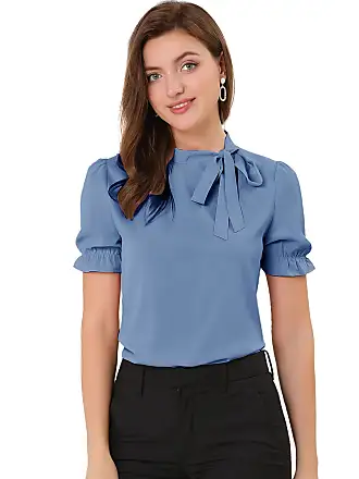 Camicia donna manica corta maglia blusa elegante da taglie forti comode blu  per