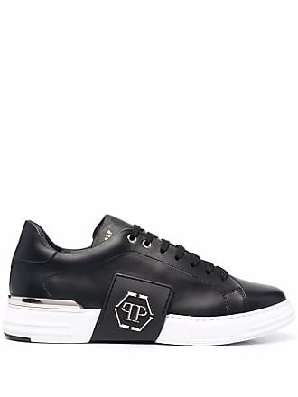 Philipp Plein Black Textured Suede Embellished Logo Low Top Sneakers Size  37 Philipp Plein