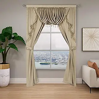 Regal Home Collections Amore Curtains 5-Piece Window Curtain Set - 54-Inch  W x 84-Inch L Panels with Attached Valance and 2 Tiebacks - Bedroom