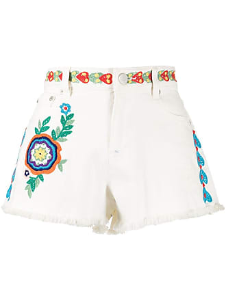 Alice & Olivia Christine embroidered denim shorts - women - CottonElastane/Elastane/Cotton - 26 - White