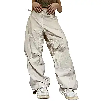 Frauen Cargo Hose Damen Low Waist Weites Bein Crago Pants Y2K Baggy Jeans  für Teenager Mädchen Casual Bauchweg 