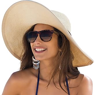Jasmine Womens Sun Hat Foldable Wide Brim Lightweight UPF 50 Sun Protection Straw Beach Hat 