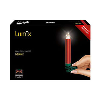 kabellose LED-Mini-Christbaumkerzen LUMIX Deluxe Mini 75343 Flackermodus 5x dimmbar Basis-Set mit 14 Kerzen und IR-Fernbedienung Gold Art 