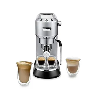  De'Longhi Stilosa Manual Espresso Machine, 13.5 x 8.07 x 11.22  inches & Stainless Steel Milk Frothing Pitcher, 12 ounce (350 ml), 12 oz &  Double Walled Thermo Espresso Glasses, Set of 2: Home & Kitchen