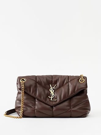 Brown Jamie medium YSL-logo puffer leather shoulder bag, Saint Laurent