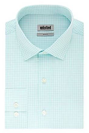 Kenneth Cole Reaction Unlisted by Kenneth Cole Mens Dress Shirt Slim Fit Checks and Stripes (Patterned), Seafoam, 17-17.5 Neck 34-35 Sleeve
