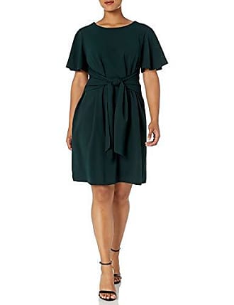 Donna Morgan Womens Plus Size Tie Front Crepe Dress, Viridian Green, 16 Plus