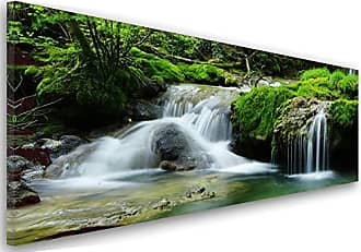Glas-Bild Wandbilder Druck auf Glas 140x70 Deko Landschaften Wasserfall im Wald 