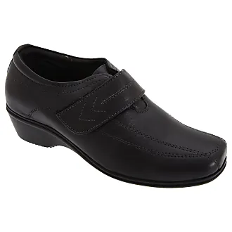 Mod Comfys ABBEY Ladies Leather Velcro Wide EEE Fit Shoes Black