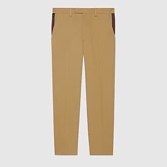 GUCCI Pants Men, Beige trousers with GG cuff Beige