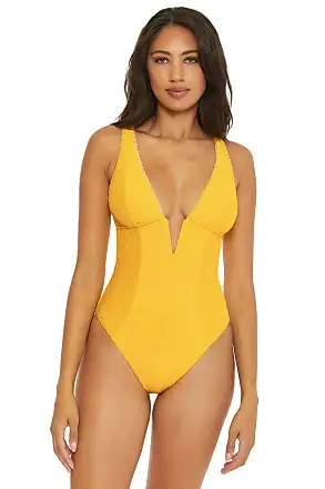 SHEKINI Girls Solid Bathing Suits Kids One Piece Swimsuits U Neck Cute  Swimwear Lemon Yellow
