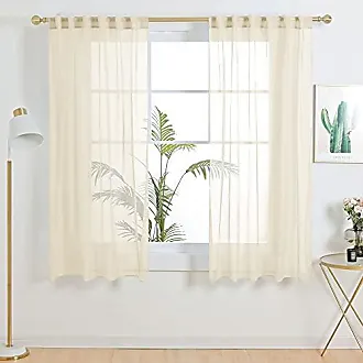 Lace Curtains 45 inch Length -Vintage White Cafe Sheer Curtains Privacy  Heavy Kitchen Window Curtains 2 Panels 52 W x 45 L Inch,White