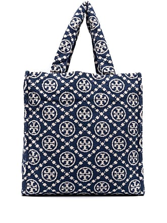 Tory Burch Blue, Pattern Print Printed Coated Canvas Tote Bag