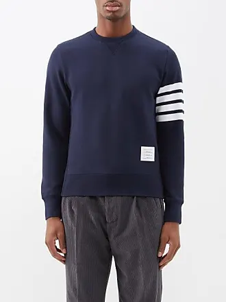 Navy Cotton Interlock 4-Bar Intarsia Mockneck Sweatshirt