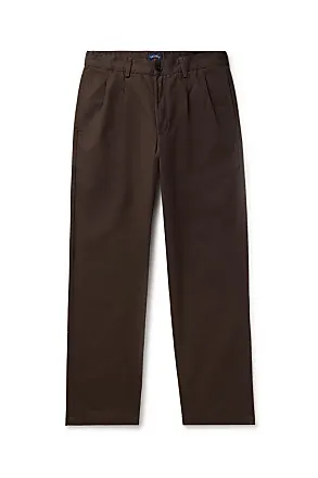 Tapered Garment-Dyed Pleated Cotton-Twill Trousers
