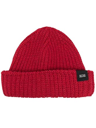 Ribbed Beanie Hat with signature-stripe Flag- Dark Red | Women's Hats and Gloves Size pcs.