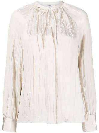 Vince creased neck-tie blouse - women - Nylon/Polyester - L - Neutrals