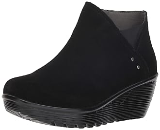 skechers black leather ankle boots