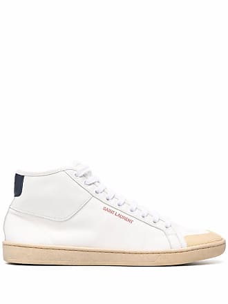 Saint Laurent lace-up high-top sneakers - women - Cotton/Cotton/LeatherRubber/Leather - 38.5 - White