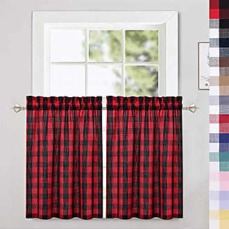 Tan Buffalo Plaid Valances for Kitchen, Thick Buffalo Check Gingham Valance  Curtains for Windows Kitchen Cafe Curtains, 52x15 Inches 