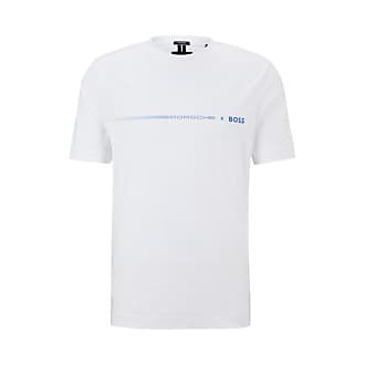 BOSS - Mercerised-cotton T-shirt with repeat-logo collar