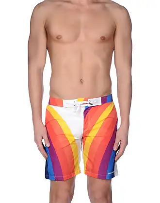 Tom & Teddy Fish Swim Trunks in Striped Orange