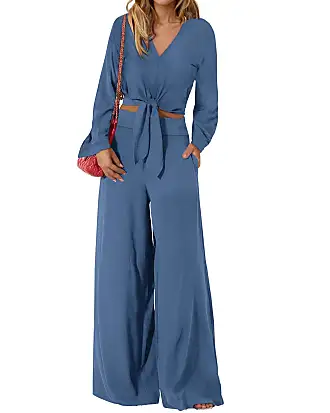  PRETTYGARDEN Womens 2 Piece Casual Outfits Cropped Blazer  Jackets High Waisted Wide Leg Work Pants Suit Set