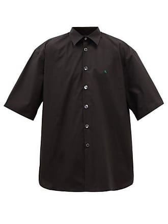 Raf Simons Grimcrawler-embroidered Cotton Short-sleeved Shirt - Mens - Black