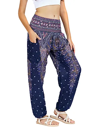 Buy BOHO HAREM PANTS Women Lounge Flowy Yoga Pants Hippie Festival Pants  With Pockets Floral Baggy Genie Pants Online in India 
