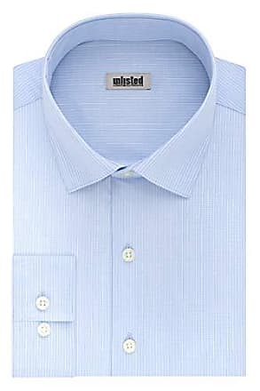 Kenneth Cole Unlisted by Kenneth Cole Mens Dress Shirt Regular Fit Checks and Stripes (Patterned), Sky Blue, 15-15.5 Neck 32-33 Sleeve