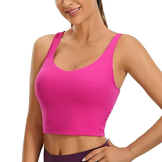 CRZ YOGA Butterluxe Womens Y-Back Racerback Longline Sports Bra - Padded  Scoop Neck Workout Crop Tank Top with Built in Bra Black X-Small at   Women's Clothing store