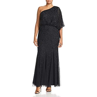 Adrianna Papell Womens Beaded Long Dress, Midnight/Black, 10