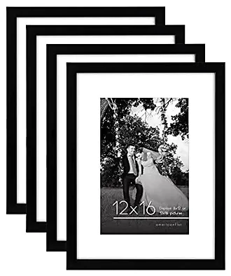  Americanflat 5x7 Picture Frame Set of 4 - Use as 4x6 Picture  Frame with Mat or 5x7 Frame Without Mat - Rustic Picture Frames with  Textured Engineered Wood, Shatter Resistant Glass