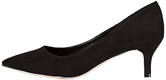 black kitten heel court shoes